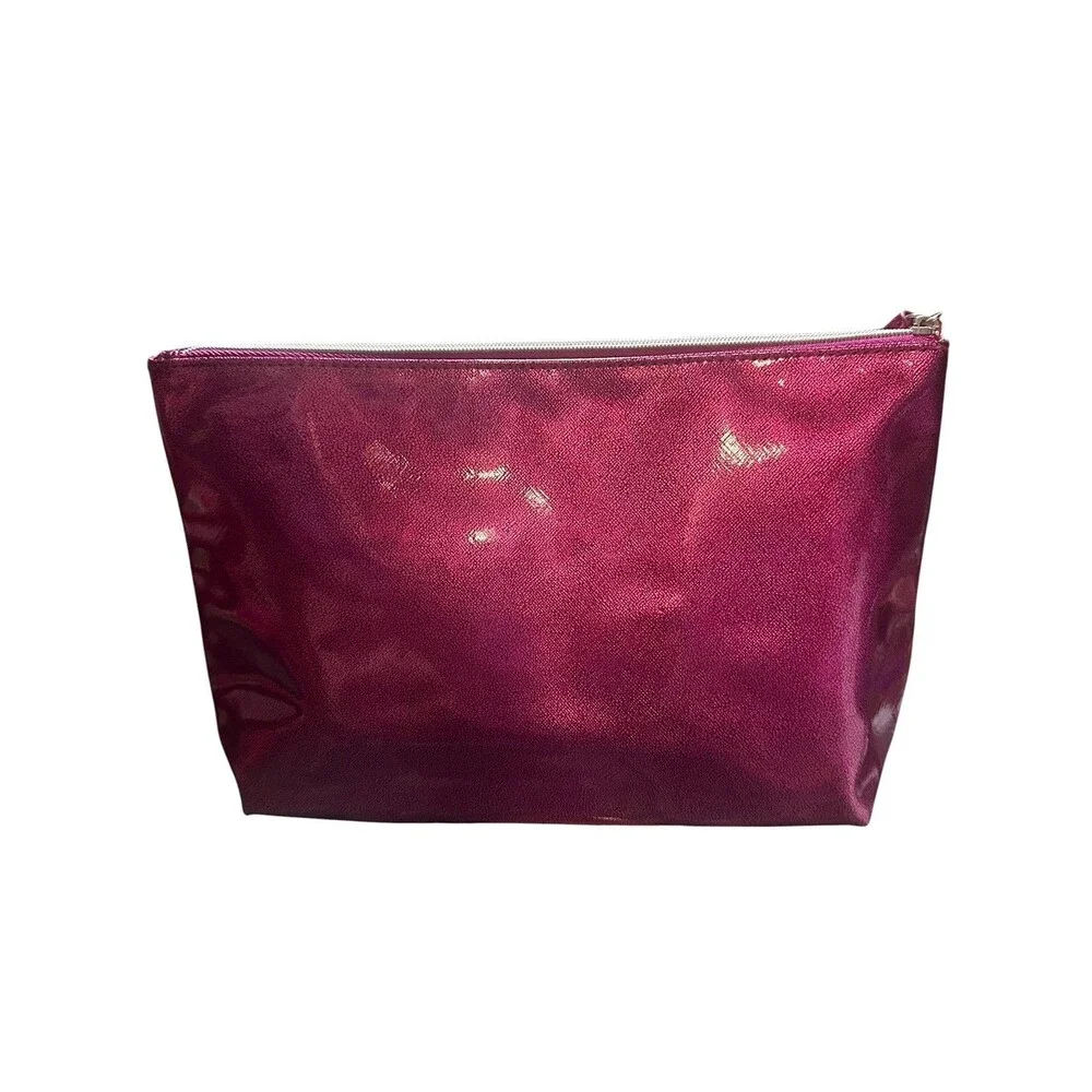 Lancome Makeup Bag, Pouch, Metallic Magenta, Large Zip Closure New GWP Travel